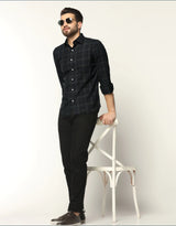 Divine Black Twill Checks Premium Formal Shirt